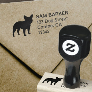 Frans Bulldog Silhouette Return-adres Rubberstempel