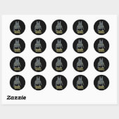 Frans Bulldog Silhouette Yellow & Black Grid Ronde Sticker (Vel)