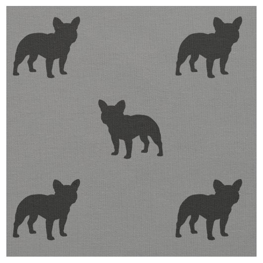 Frans Bulldog Silhouettes Frenchies Pattern Stof (Close Up)