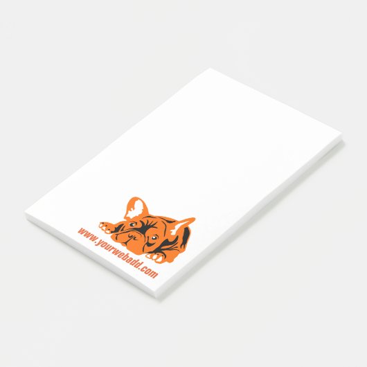 Frans Bulldog sinaasappel Post-it® Notes (Schuin)