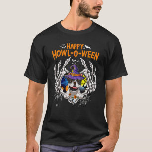 Frans Bulldog Skeleton Heart Happy Howl o Ween Co T-shirt