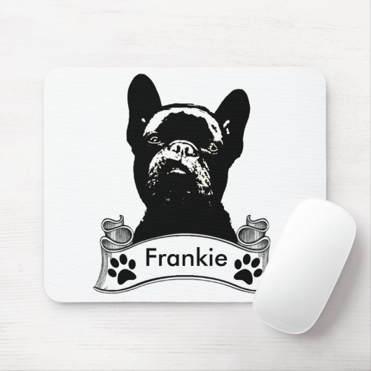 Frans Bulldog Stencil gepersonaliseerd Muismat (Met muis)