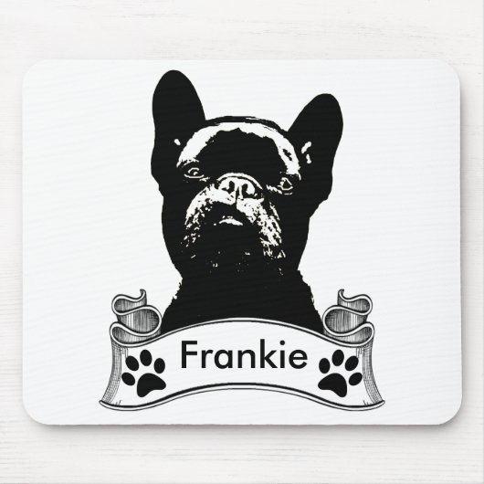 Frans Bulldog Stencil gepersonaliseerd Muismat (Voorkant)
