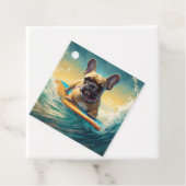 Frans Bulldog strand surfen schilderij Bedankjes Labels (In situ)