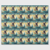 Frans Bulldog strand surfen schilderij Cadeaupapier (Vlak)