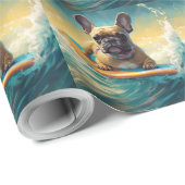 Frans Bulldog strand surfen schilderij Cadeaupapier (Rol Hoek)