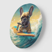 Frans Bulldog strand surfen schilderij Grote Klok (Hoek)