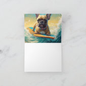Frans Bulldog strand surfen schilderij Kaart (Binnen)