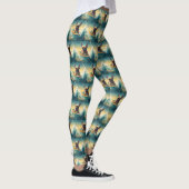 Frans Bulldog strand surfen schilderij Leggings (Rechts)