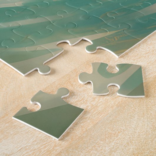 Frans Bulldog strand surfen schilderij Legpuzzel (Zijkant)