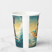 Frans Bulldog strand surfen schilderij Papieren Bekers (Links)