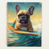 Frans Bulldog strand surfen schilderij Planner (Voorkant)