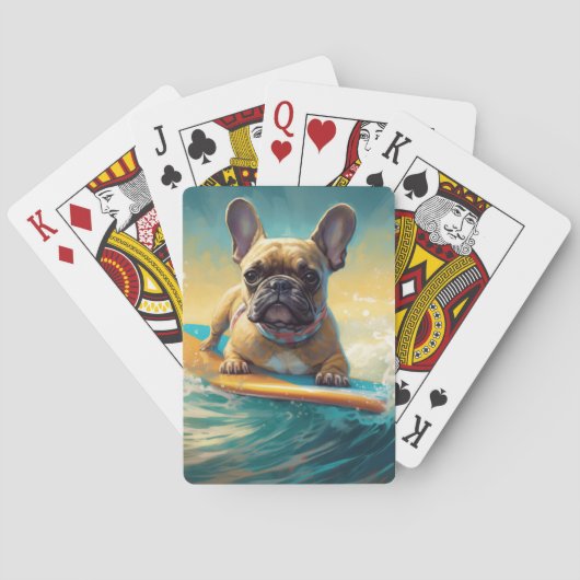 Frans Bulldog strand surfen schilderij Pokerkaarten (Achterkant)