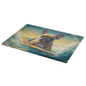Frans Bulldog strand surfen schilderij Snijplank (Hoek)