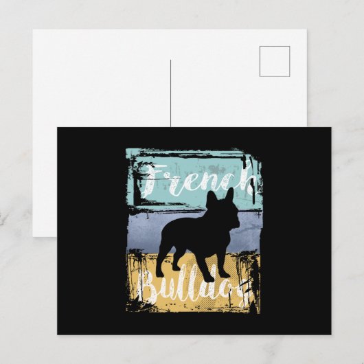 Frans Bulldog T-shirt - Retro French Bulldog Dog Briefkaart (Voorkant / Achterkant)