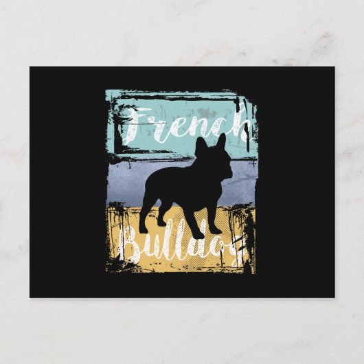 Frans Bulldog T-shirt - Retro French Bulldog Dog Briefkaart (Voorkant)