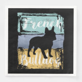 Frans Bulldog T-shirt - Retro French Bulldog Dog Servet (Voorkant)