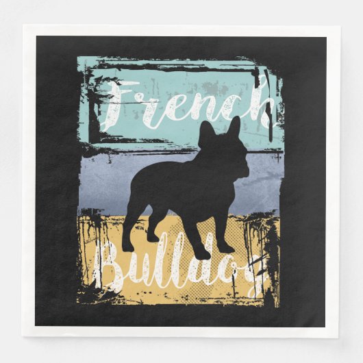 Frans Bulldog T-shirt - Retro French Bulldog Dog Servet (Voorkant)