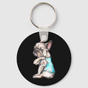 Frans Bulldog Tattoo Ik hou van mama Funny Dog Moe Sleutelhanger