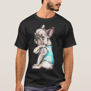 Frans Bulldog Tattoo Ik hou van mama Funny Dog Moe T-shirt