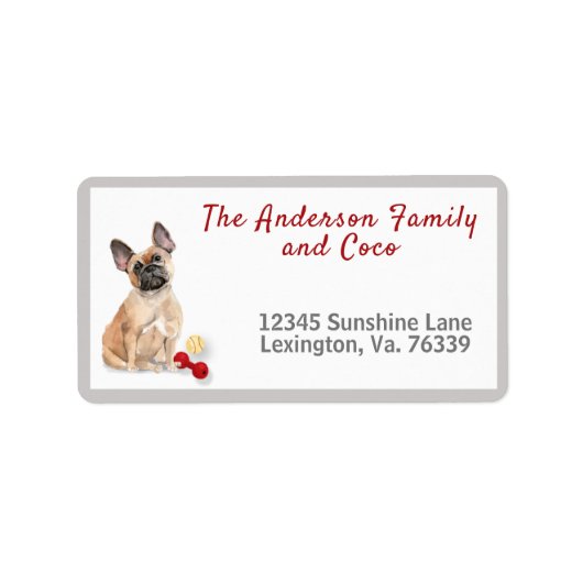 Frans Bulldog Toys Home Return-adres Etiket (Voorkant)