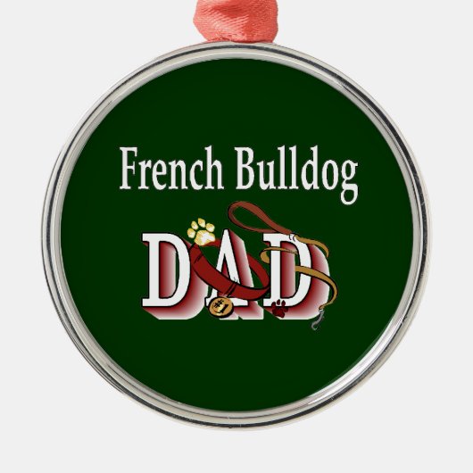 Frans Bulldog Vader Metalen Ornament (Voorkant)