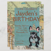 FRANS BULLDOG VERKLAART BIRTHDAY-INVITATIE KAART (Voorkant / Achterkant)