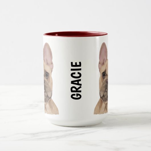 Frans Bulldog Waterverf Personalized Mug Mok (Midden)