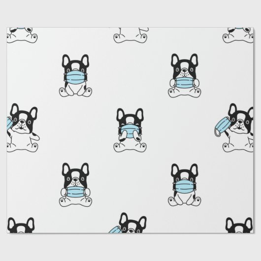 FRANS BULLDOG WEARING MASK Wrapping Paper Cadeaupapier (Vlak)