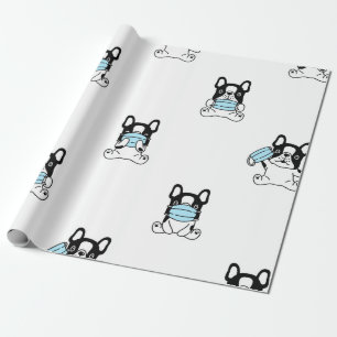 FRANS BULLDOG WEARING MASK Wrapping Paper Cadeaupapier