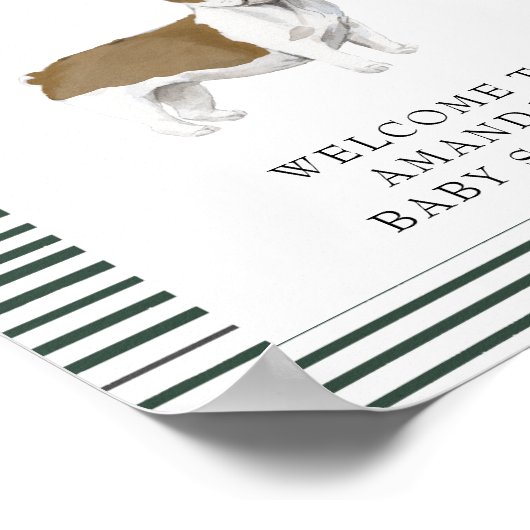Frans Bulldog Welcome Baby shower Poster (Hoek)