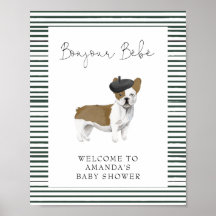 Frans Bulldog Welcome Baby shower Poster