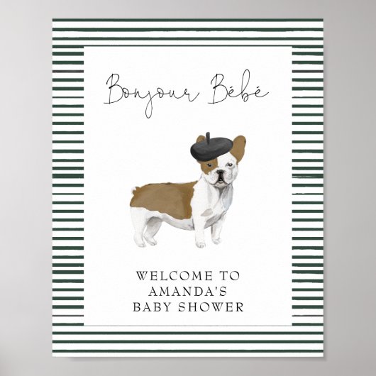 Frans Bulldog Welcome Baby shower Poster (Voorkant)