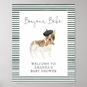 Frans Bulldog Welcome Baby shower Poster