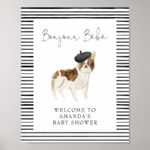 Frans Bulldog Welcome Baby shower Poster