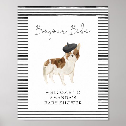 Frans Bulldog Welcome Baby shower Poster (Voorkant)