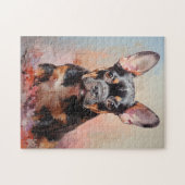 Frans Bulldog zwart en tan puppy portret Legpuzzel (Horizontaal)