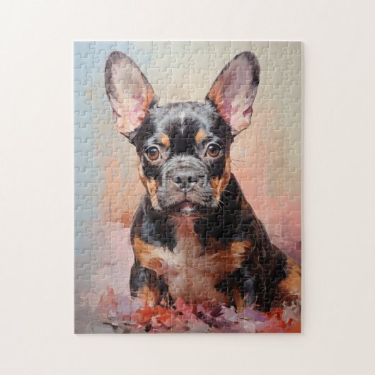 Frans Bulldog zwart en tan puppy portret Legpuzzel (Verticaal)