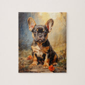 Frans Bulldog zwart en tan puppy portret Legpuzzel (Verticaal)