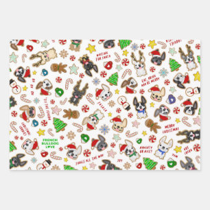 Frans bulledog-wrapping papier - kerstkoekjes inpakpapier vel