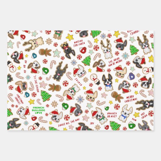 Frans bulledog-wrapping papier - kerstkoekjes inpakpapier vel (Voorkant 2)