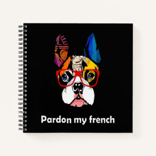 frans cadeau Excuseer mijn Franse stier hond kle Notitieboek