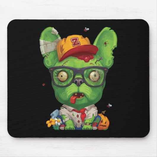 frans cadeau | Zombie Franse buldog Muismat (Voorkant)