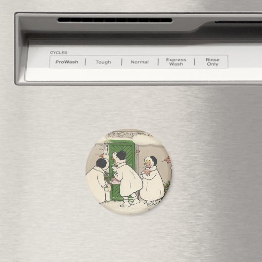 Frans cadeaumeisje met kerstmis Magnet (Insitu (Vaatwasser))