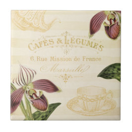  Frans Cafe Ad met orchideeën Tegeltje