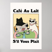 Frans Café Au lait Cat Poster (Voorkant)
