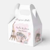 Frans Café Bonjour Bebe Paris Tea Baby shower Bedankdoosjes (Voorkant Zijde)