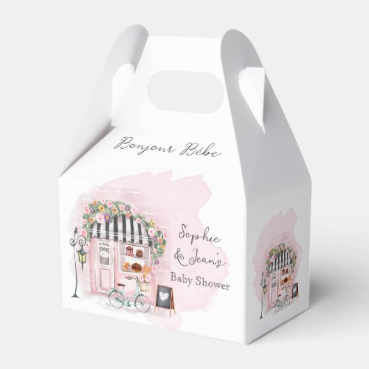 Frans Café Bonjour Bebe Paris Tea Baby shower Bedankdoosjes (Voorkant Zijde)