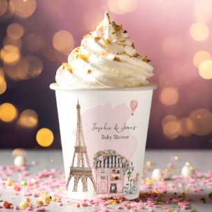 Frans Café Bonjour Bebe Paris Tea Baby shower Papieren Bekers