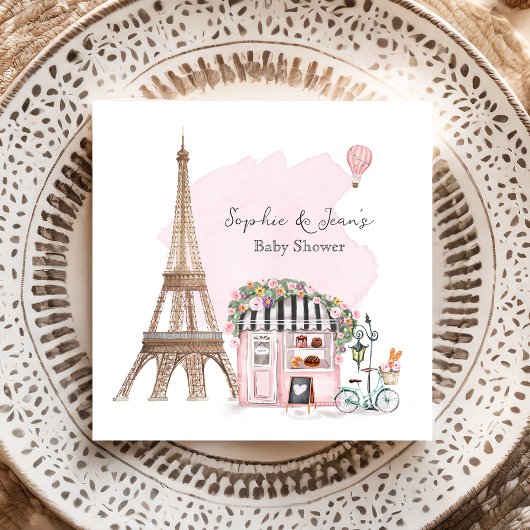 Frans Café Bonjour Bebe Paris Tea Baby shower Servet